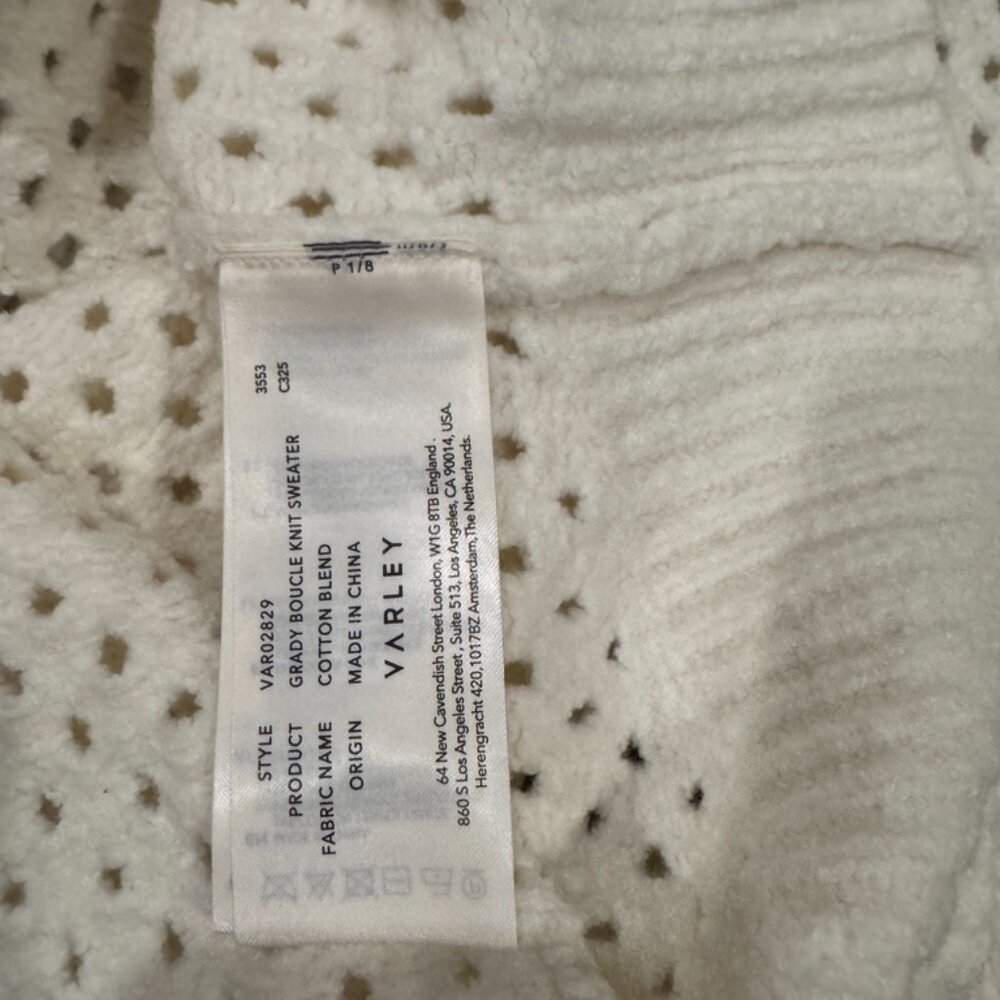 NWT Varley Grady Boucle Knit Sweater Cream - Picture 9 of 11